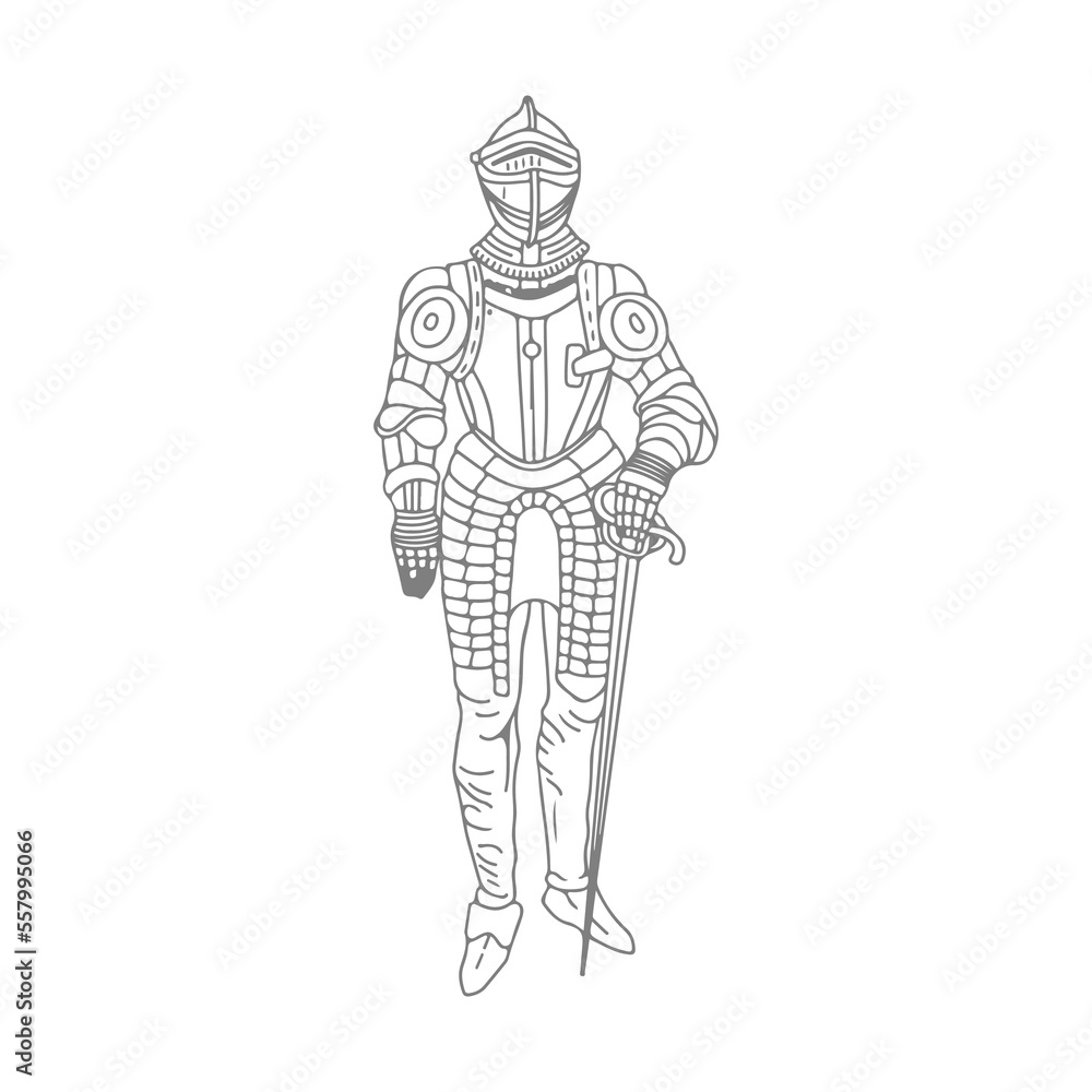 Fototapeta premium medieval knight armor vector illustration