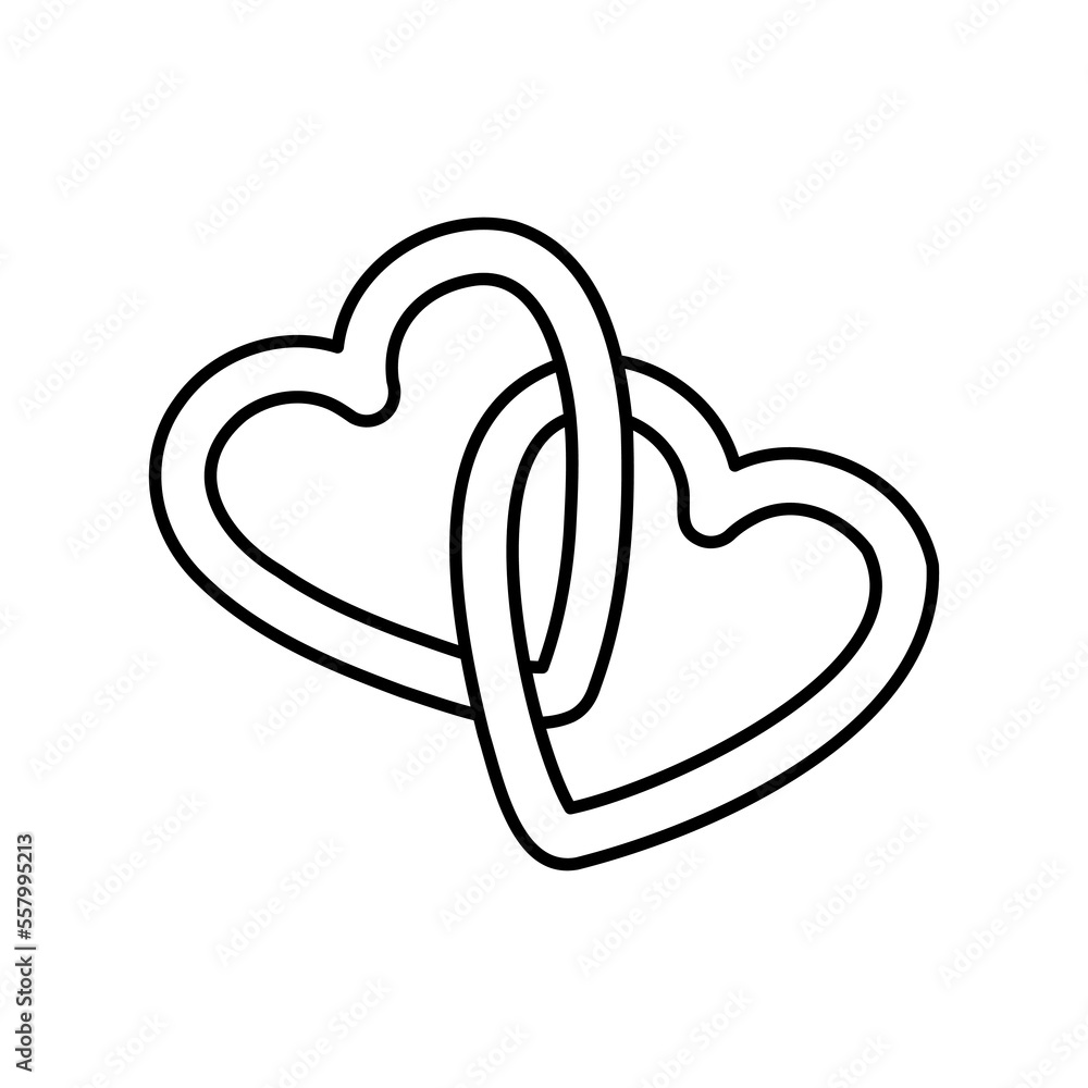 Simple doodle vector two coupled heart for valentine's day cards. Simple doodle vector two coupled heart for valentine's day cards.