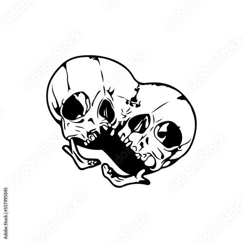 vector illustration of fused skulls