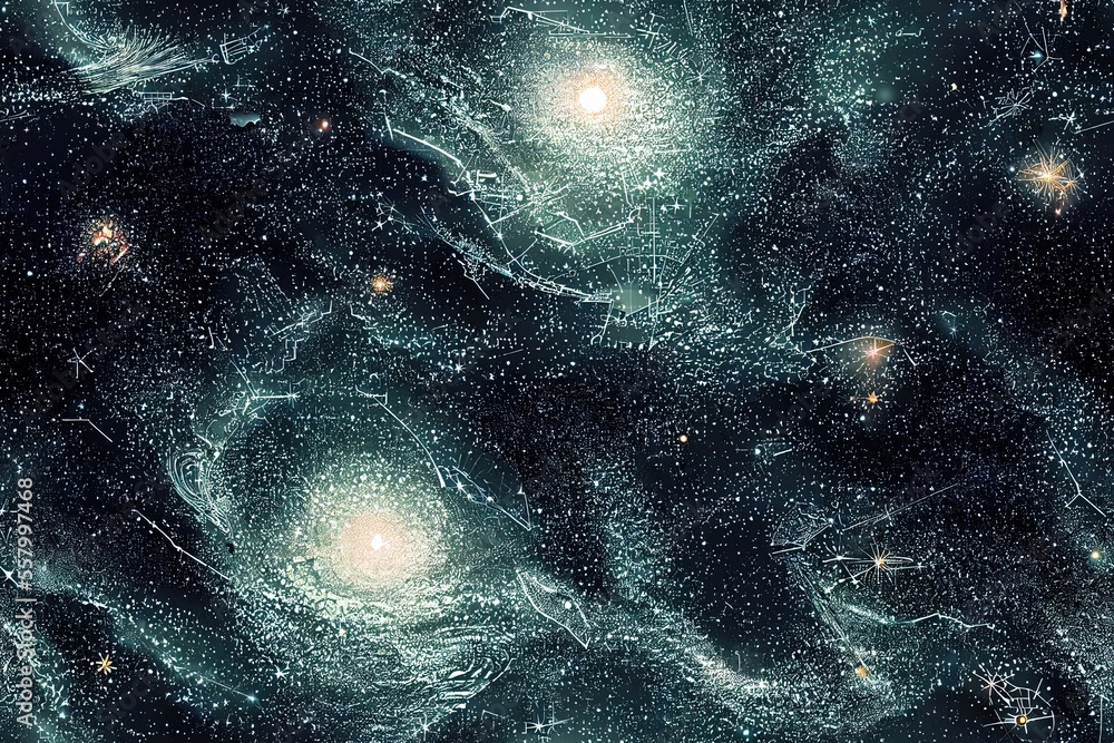 Starry sky background with constellations and stars in a continuous ...