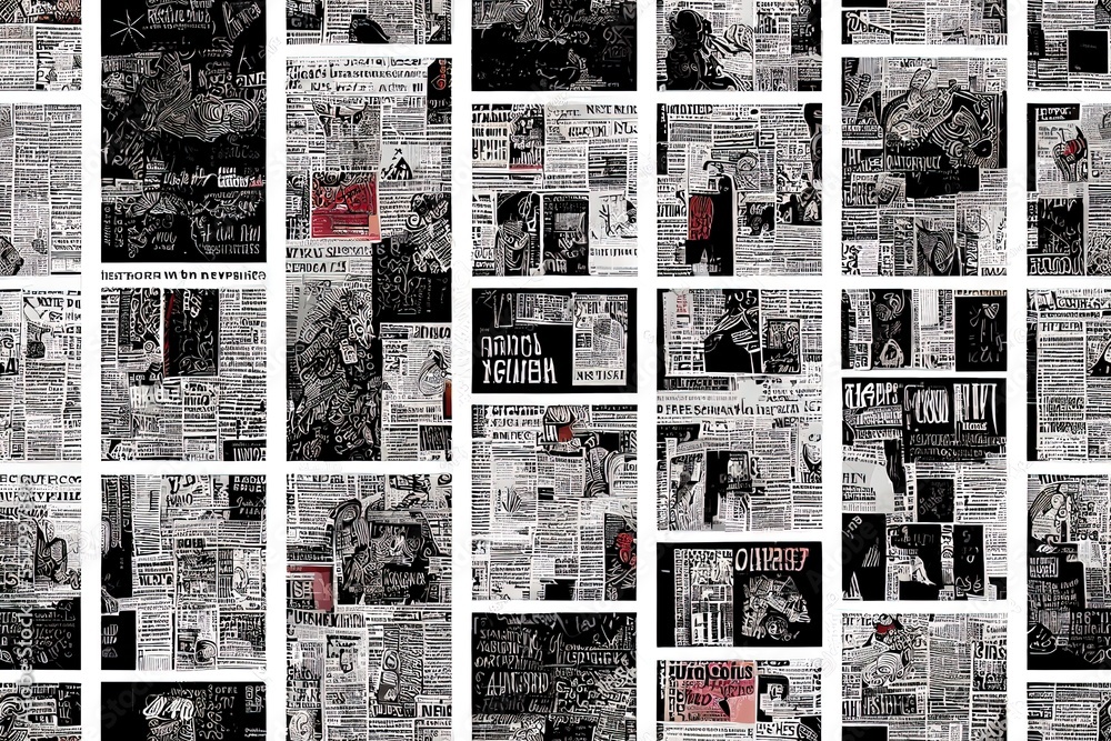 Continual design with a montage of magazine or newspaper articles. Generative AI