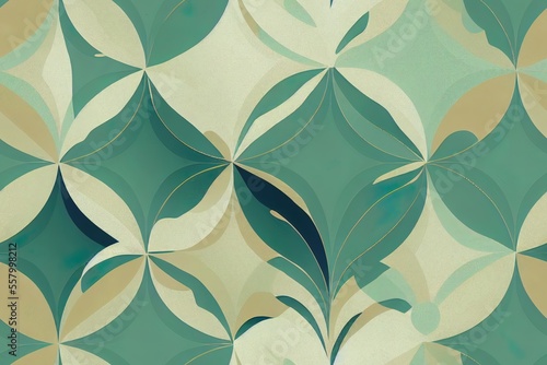 Pastels and golds in a baroque style decorate a seamless antique backdrop. Artistic clipart of an embellishment. Generative AI