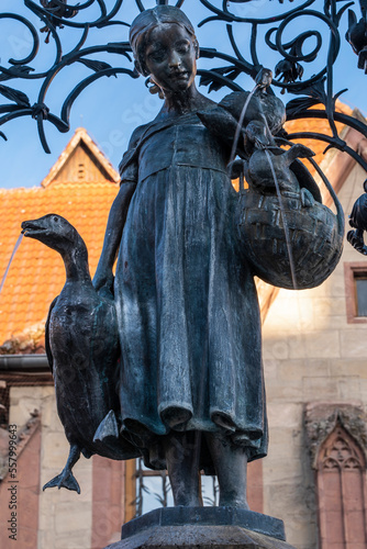 Close-up of the Gaenseliesel, the landmark of the university town of Goettingen, Germany