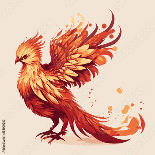 Red phoenix kawaii vector image 