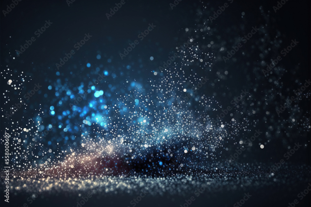 Abstract background with blue and silver particle. Generative AI. Abstract background with blue and silver particle. Generative AI.