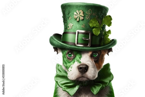 st patrick day, puppy,, green, Irish (ai generated)