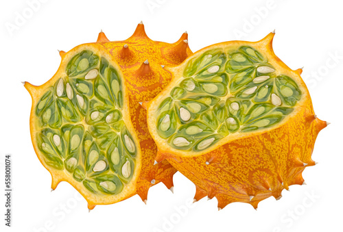 Kiwano isolated on white background with clipping path