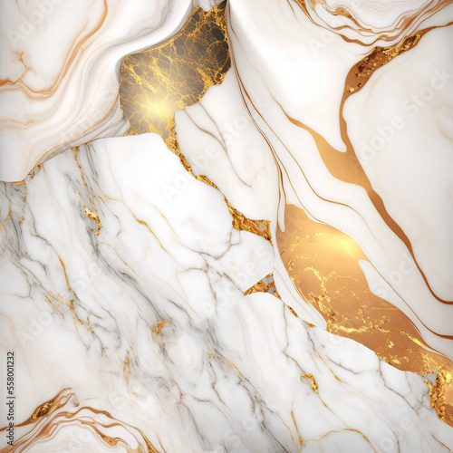 White gold abstract background of marble liquid ink art painting on paper . Image of original artwork watercolor alcohol ink paint on high quality paper texture. Generative AI © Dmytro Tykhokhod