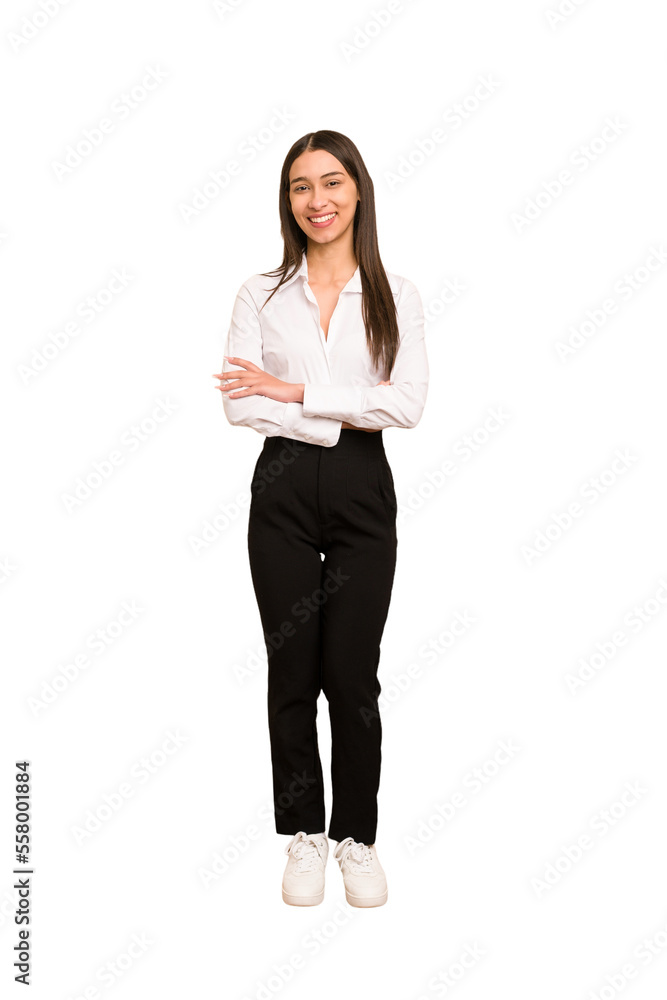 Young colombian woman standing full body cut out isolated Young colombian woman standing full body cut out isolated