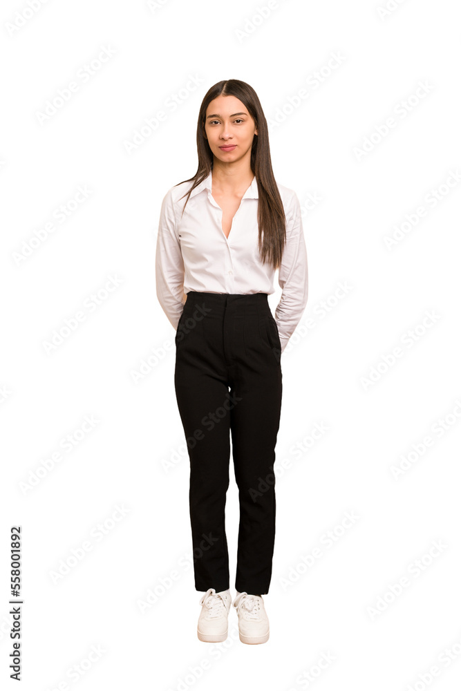 Young colombian woman standing full body cut out isolated Young colombian woman standing full body cut out isolated
