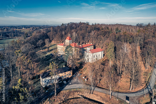 Obraz na płótnie Park pałacowy w Kończycach Wielkich na Śląsku w Polsce zimą w salonie