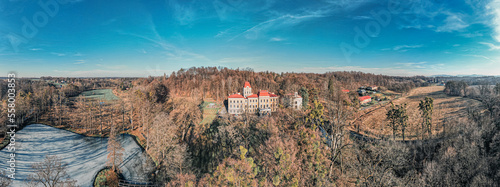 Obraz na płótnie Park pałacowy w Kończycach Wielkich na Śląsku w Polsce zimą w salonie