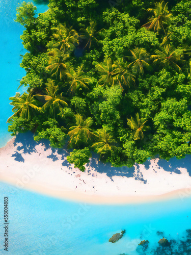 Beautiful tropical beach, aerial shot, drone photo, Generative AI © Mike