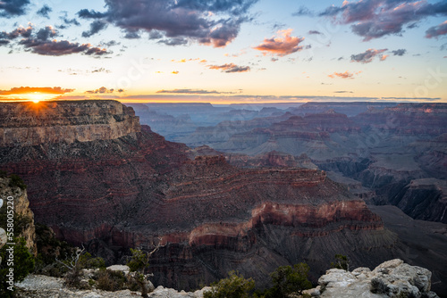 sunset at south rim of grand canyon national park