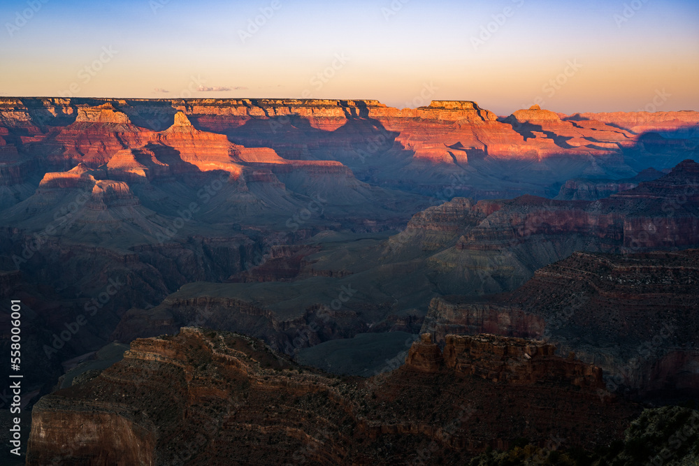 sunset over north rim of grand canyon national park