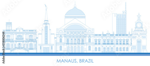 Outline Skyline panorama of city of Manaus, Brazil - vector illustration photo