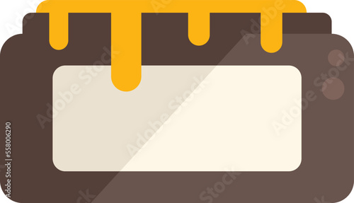 Wax cream jar icon flat vector. Seal stamp. Golden depilation isolated