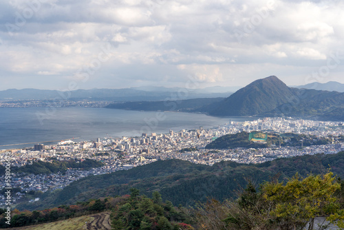 Panoramic view of the City of Beppu in Oita, Japan