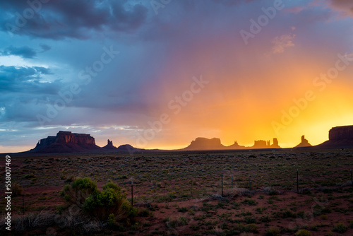 sunset over the desert of monument valley