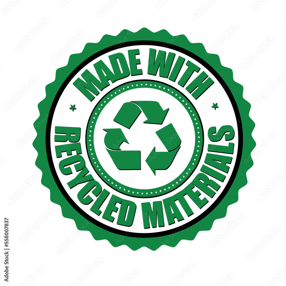 Made with recycled materials label or sticker Made with recycled materials label or sticker