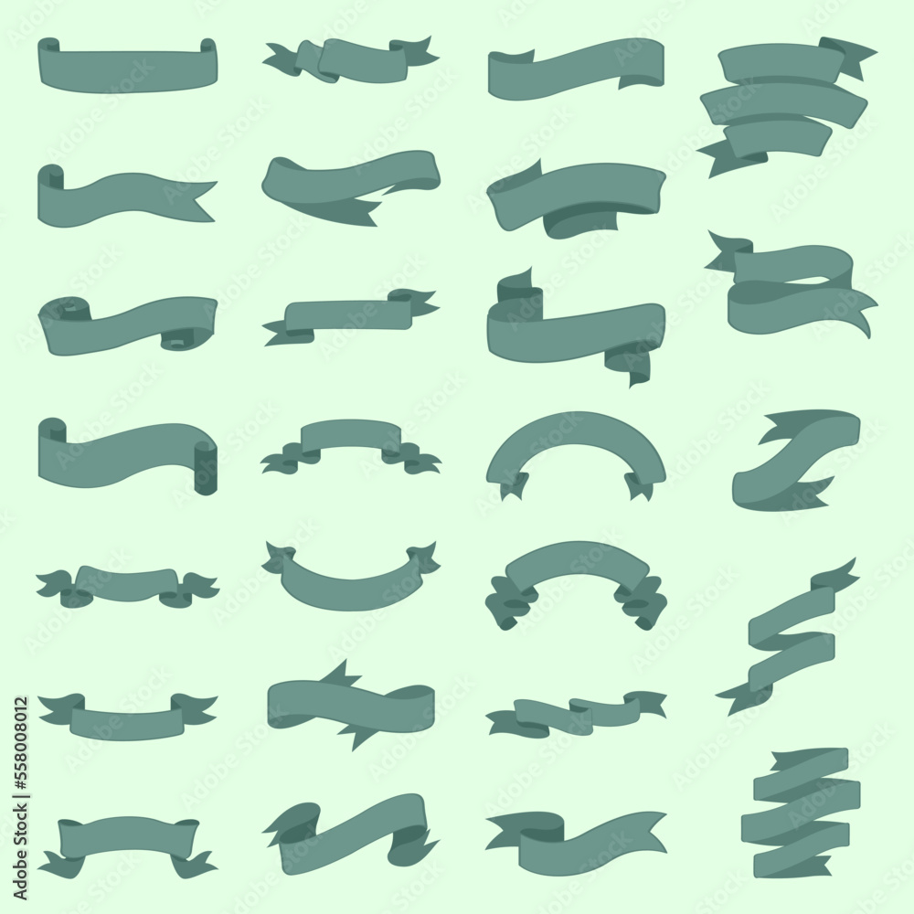 Green ribbon set, Vector Illustration. Green ribbon set, Vector Illustration.