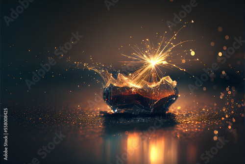 Happy New Year  Sparklers shining with bright sparks and bokeh festive silvester party background  Made by AI  Artificial intelligence 