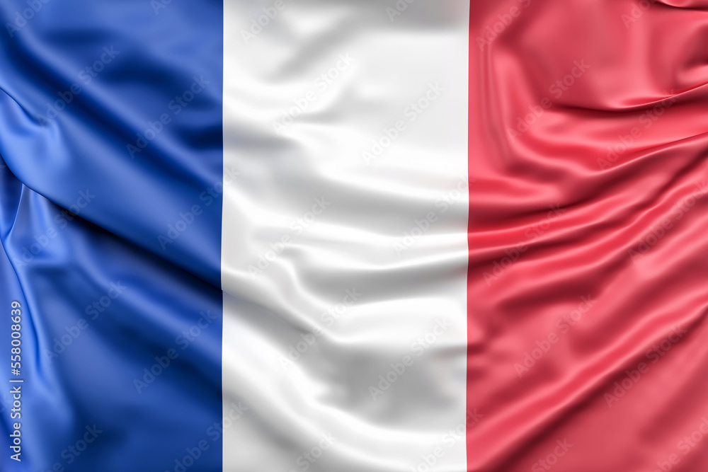 Ruffled Flag of France. 3D Rendering