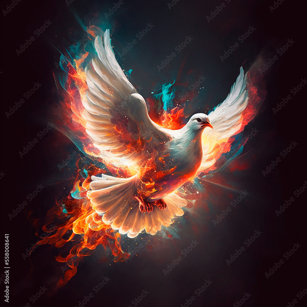 bird in fire, Holy Spirit, generative ai bird in fire, Holy Spirit, generative ai