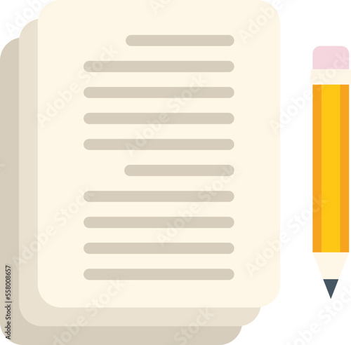 Plan work icon flat vector. Pen paper. Letter text isolated