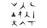 abstract collection of man with yoga moves.