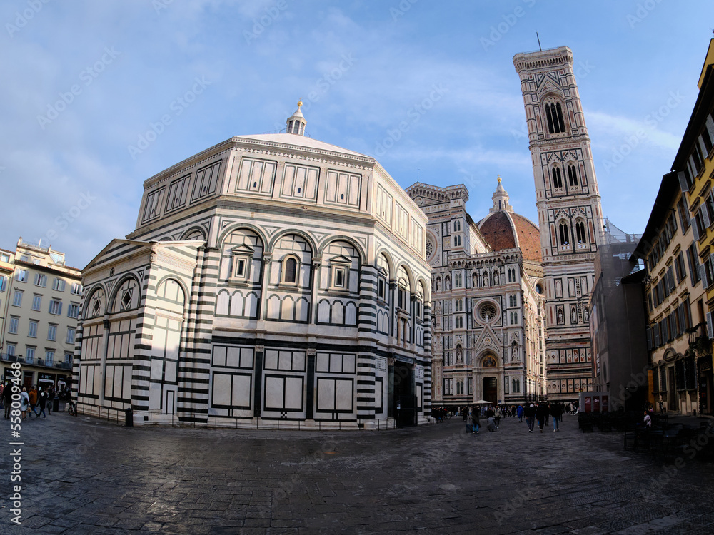 The cathedral of Florence (Duomo di Firenze), Santa Maria del Fiore and Baptistery of St John (Battistero di San Giovanni)  in Italy
