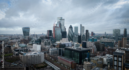 Amazing aerial view over the City of London with its iconic buildings - LONDON  UNITED KINGDOM - DECEMBER 20  2022