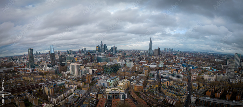Over the rooftops of London - the famous city from above - LONDON, UNITED KINGDOM - DECEMBER 20, 2022