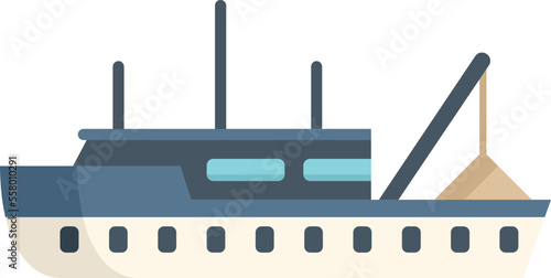 Marine fish boat icon flat vector. Fishing ship. Sea trawler isolated