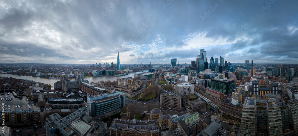 City of London from above - LONDON, UNITED KINGDOM - DECEMBER 20, 2022