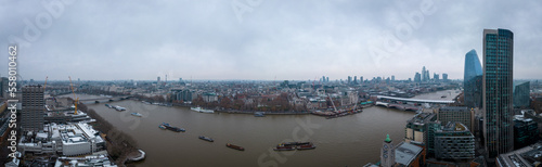 London in the mist on a foggy day - LONDON, UNITED KINGDOM - DECEMBER 20, 2022