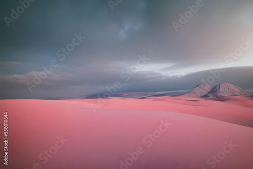 sunset in the pink desert