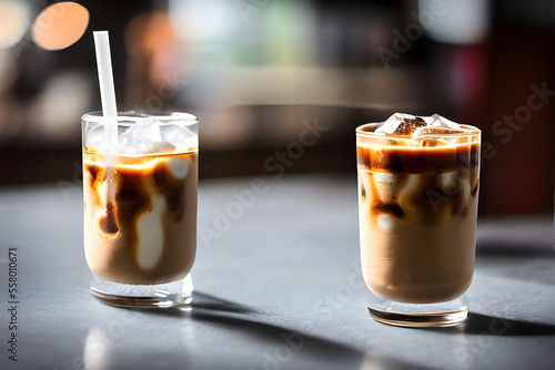 glass of cold coffee with milk