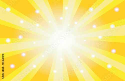 Background of yellow rays and glitter. Vector Illustration in layers.