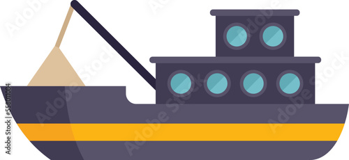 Coast fish boat icon flat vector. Sea vessel. Marine catch isolated