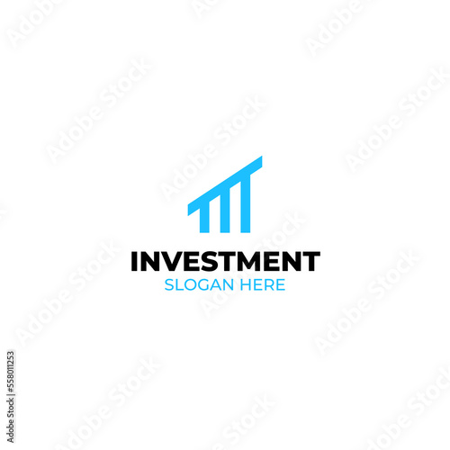 Initial letter M logo design template with investment chart logo