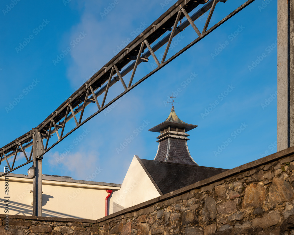 2 January 2023. Craigellachie,Moray,Scotland. This is Whisky Distillery of John Dewar and Sons Ltd within the village of Craigellachie, Speyside on a cold spell following a snow falling. 2 January 2023. Craigellachie,Moray,Scotland. This is Whisky Distillery of John Dewar and Sons Ltd within the village of Craigellachie, Speyside on a cold spell following a snow falling.