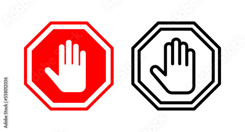 Wallpaper Mural Stop icon vector illustration. stop road sign. hand stop sign and symbol. Do not enter stop red sign with hand Torontodigital.ca