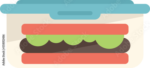 Lunch box icon flat vector. Healthy meal. School food isolated