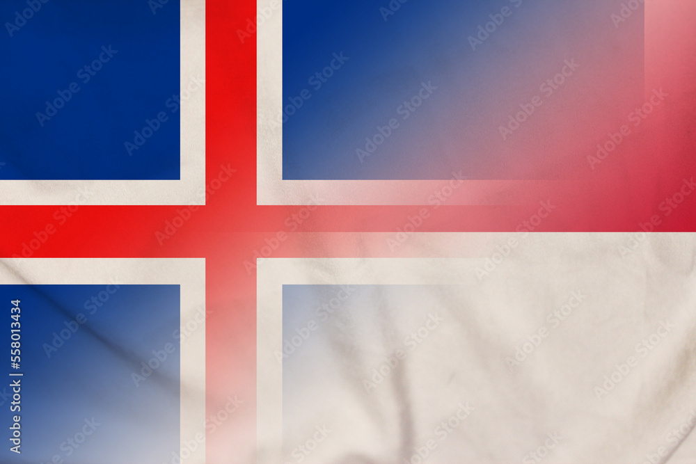 Fototapeta premium Iceland and Indonesia national flag transborder negotiation IDN ISL