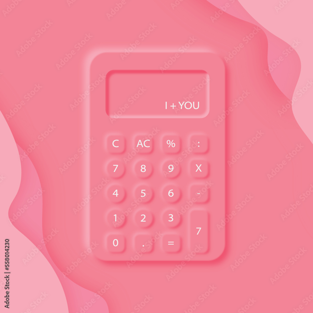Pink electronik calculator pink icon in flat style. Vector illustration, Valentine´s day Pink electronik calculator pink icon in flat style. Vector illustration, Valentine´s day
