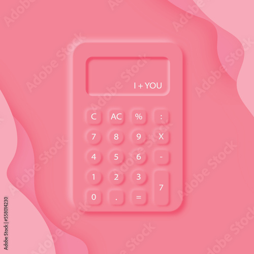 Pink electronik calculator pink icon in flat style. Vector illustration, Valentine´s day photo