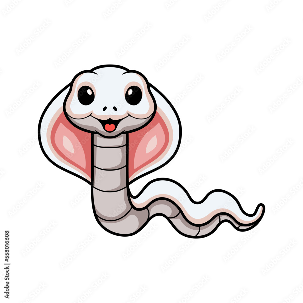Fototapeta premium Cute leucistic cobra snake cartoon