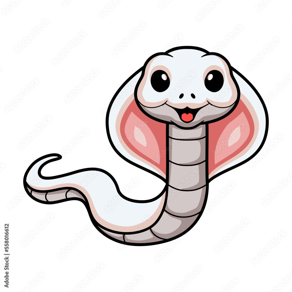 Fototapeta premium Cute leucistic cobra snake cartoon