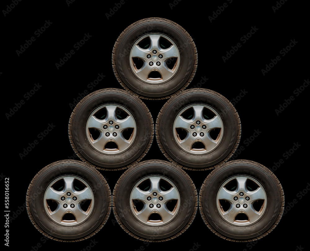 Fototapeta premium Tire Wheel Tire Separated from the background white background.